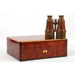 A modern Dunhill humidor, together with a pair of brass opera glasses (2).