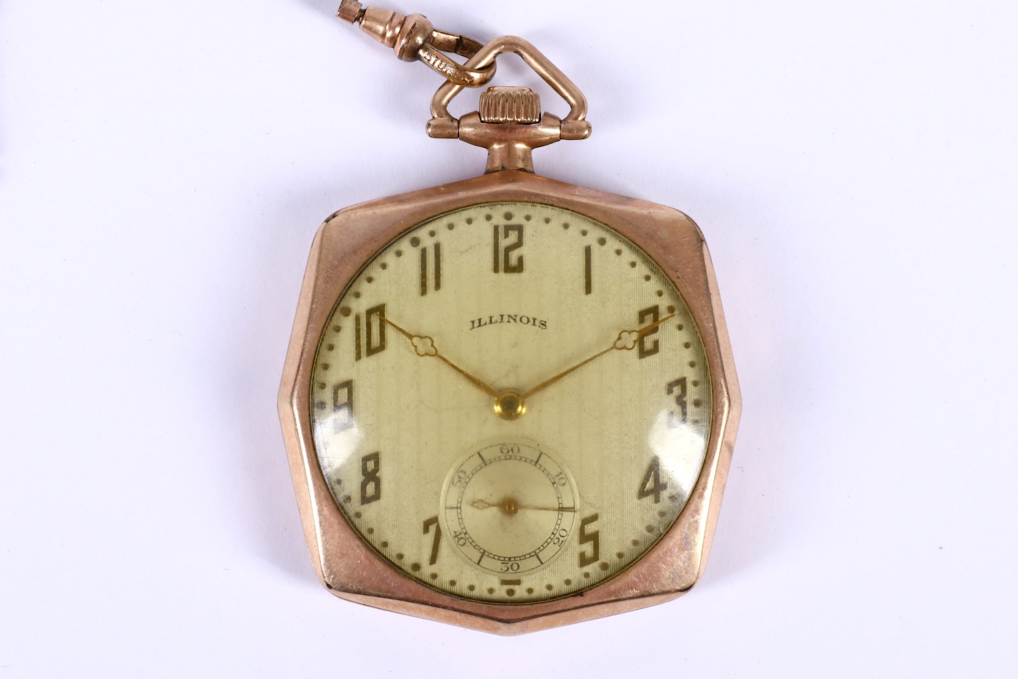 An American Art Deco, Springfield of Illinois Watch Co., gold plated gentleman's pocket watch on a - Image 2 of 3