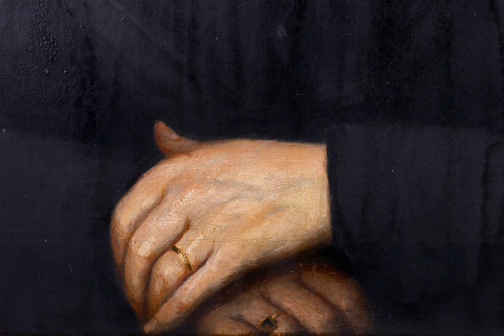 19th Century French school. 'The Matriach'. Imposing oil on canvas of an older woman in black. - Image 3 of 4