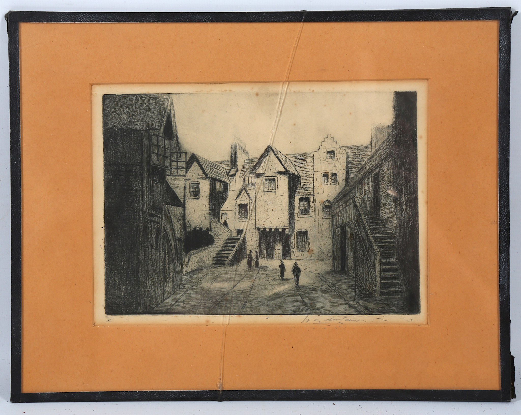 A pair of circa 1900 Belgian school soft ground etchings: 'Cathedral at Malines', and a