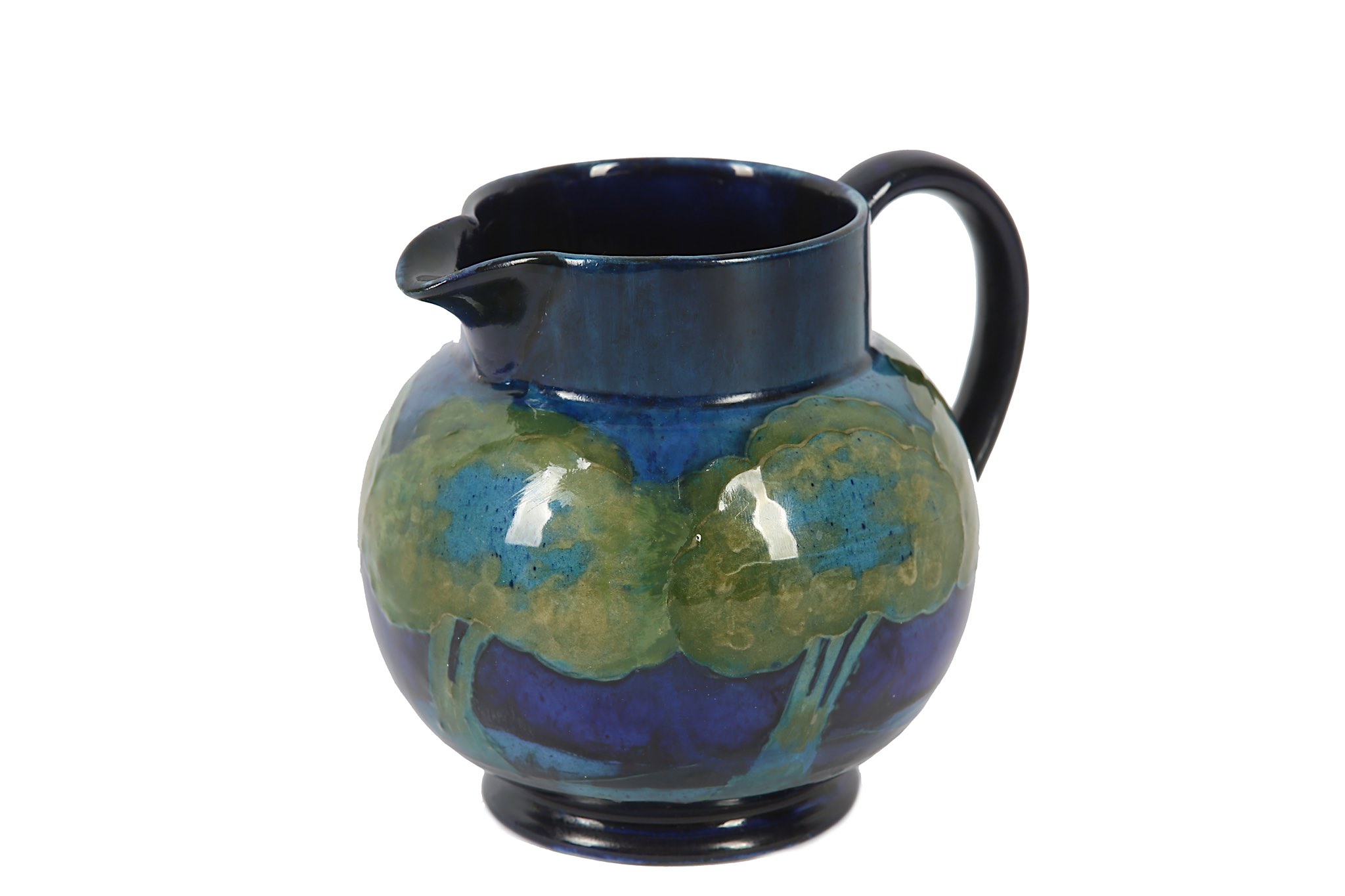 A WILLIAM MOORCROFT 'MOONLIT BLUE' POTTERY JUG, circa 1925, of globular form with an applied - Bild 2 aus 2