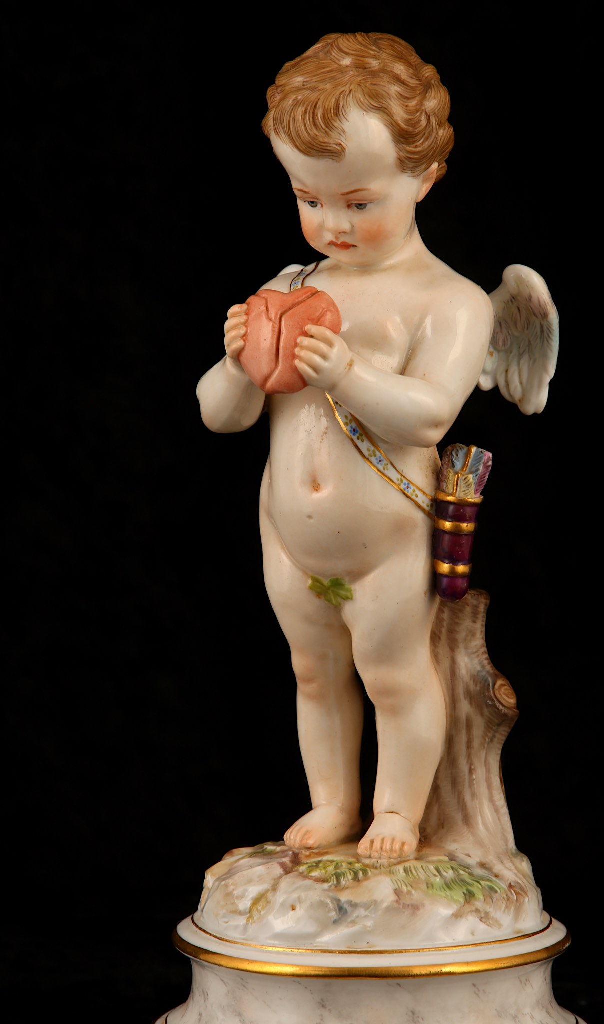A MEISSEN PORCELAIN FIGURE OF CUPID HOLDING A BROKEN HEART, late 19th century, modelled by - Image 2 of 5