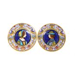 A PAIR OF DERUTA MAIOLICA PORTRAIT CHARGERS, 20th century, finely painted to the centre with a