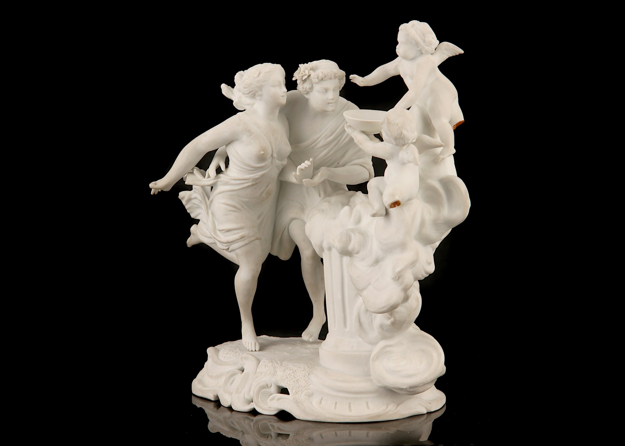 A SEVRES STYLE BISQUE PORCELAIN FIGURE GROUP OF 'THE FOUNTAIN OF LOVE', 19th century, after Jean- - Image 2 of 5