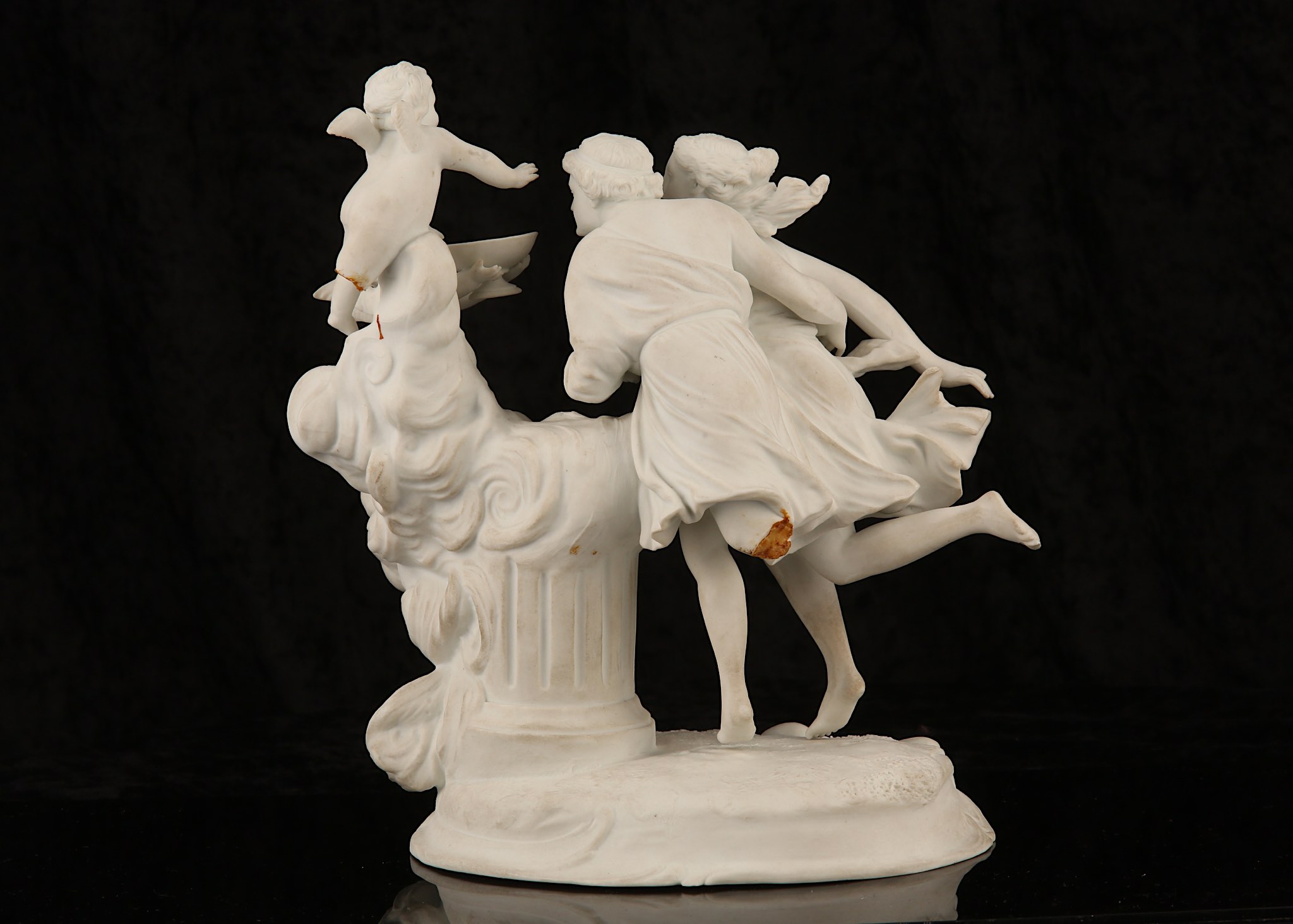 A SEVRES STYLE BISQUE PORCELAIN FIGURE GROUP OF 'THE FOUNTAIN OF LOVE', 19th century, after Jean- - Image 4 of 5
