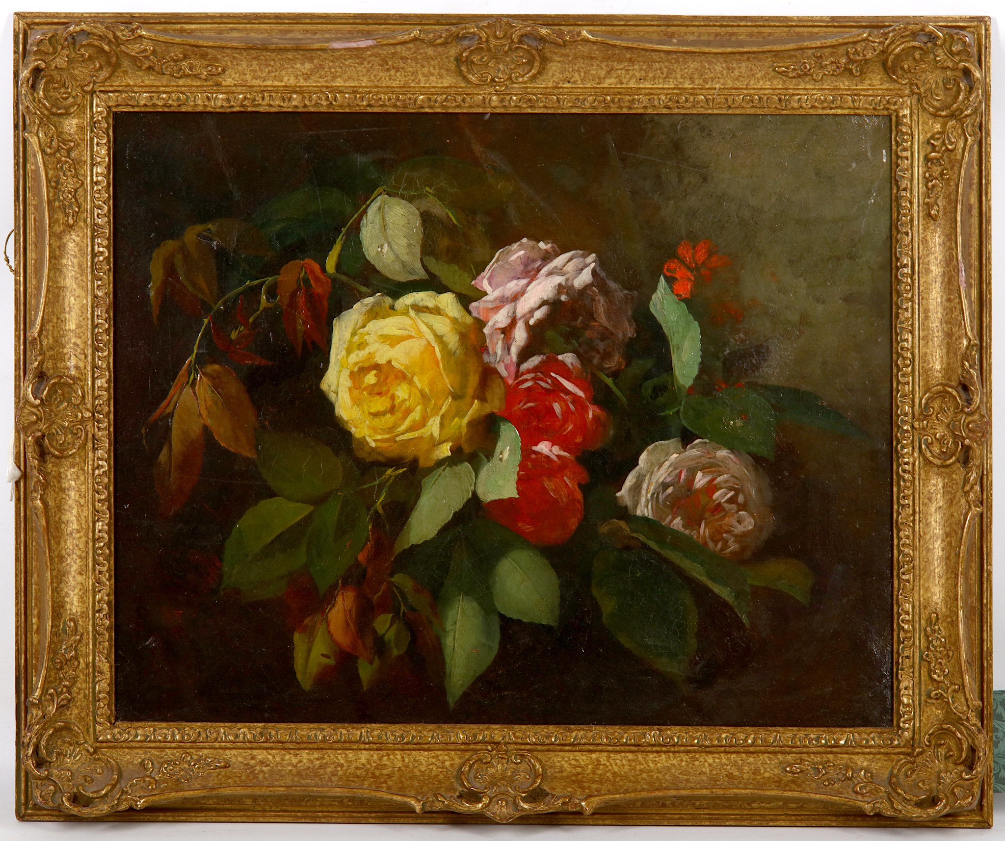 ***WITHDRAWN*** Late 19th Century American school. 'Still Life Summer Roses'. Oil on canvas. In a