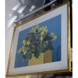 Bryan Senior (British b.1935) Yellow Begonias, still life, signed dated '85 lower right, 41 x 68 cm