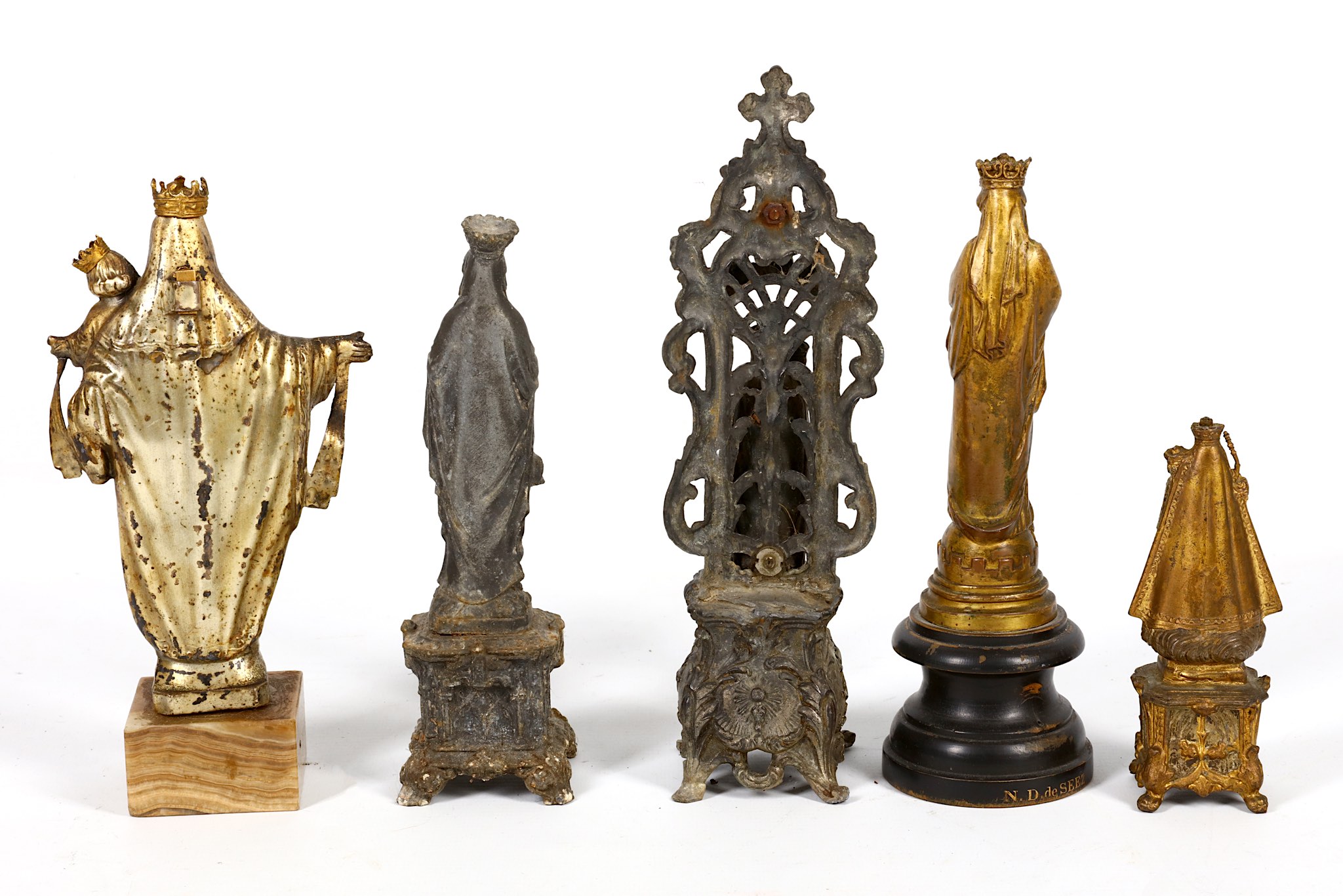 A collection of 19th Century and later, figures of the Madonna in various metals and finishes (5). - Image 2 of 2