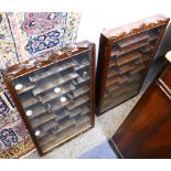 Two Chinese hardwood wall hanging display cabinets, with glazed doors, 85 x 51cm.