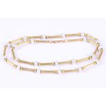 A cultured pearl and brushed 9ct gold necklace, UK hallmark, length 42.0cm