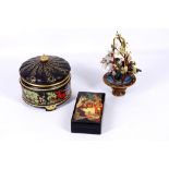 A highly decorative Russian porcelain musical trinket box c.1991, called 'The Firebird Music Box'.