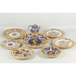 A collection of Italian Deruta maiolica plates, 20th Century, to include a large scalloped