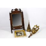 A mixed group of items to include a Venetian pierced gilt lantern, a pen and wash by Paul Fischer of