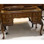 Early 20th century Queen Anne revival walnut dressing table on carved cabriole legs W 112 cm