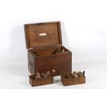 Early 19th century oak Apothacary box, the moulded hinged top enclosing a compartmented tray