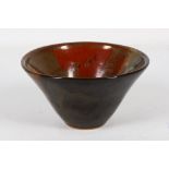 Small abstract glazed studio pottery bowl impress mark "Welch" 14 cm Dia