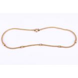 A 9ct gold palmier-link necklace, accented by x-shaped spacers, UK hallmark, length 46.0cm