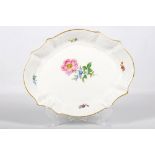 A 20th Century Meissen shaped porcelain dish, painted with flora sprays.