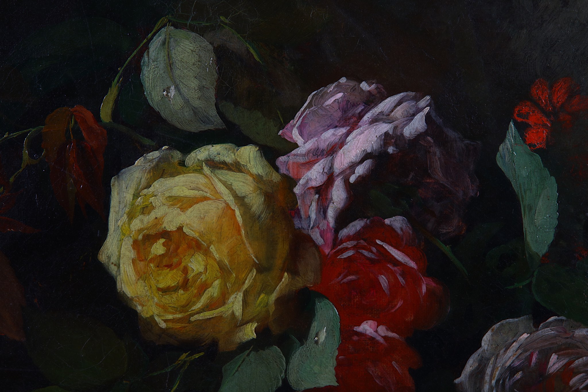 ***WITHDRAWN*** Late 19th Century American school. 'Still Life Summer Roses'. Oil on canvas. In a - Image 2 of 4