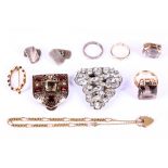 A collection of jewellery and costume jewellery, Including a smoky quartz ring and accompanying