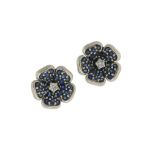 A pair of sapphire and diamond earrings