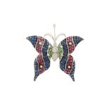 A gem-set butterfly brooch