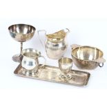 A mixed group of antique sterling silver including a George III cream jug London 1804 by Stephen