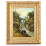 W. Stone, 19th Century British. 'Waterfall in the Hills'. Oil on canvas. Signed. Framed. 40 x 28cm.