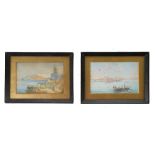 A pair of 19th Century gouache Italian view of Capri and Napoli, framed, 7.25 x 11cm.