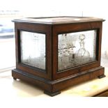 A 19th Century rosewood and frosted Greek key pattern, cased decanters and glassware box,