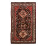 A FINE ANTIQUE  QASHQAI RUG, SOUTH-WEST PERSIA approx: 6ft.10in. x 5ft.11in.(208cm. x 180cm.) The