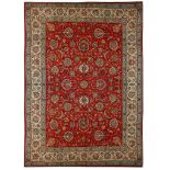 A FINE TABRIZ CARPET, NORTH-WEST-PERSIA approx: 13ft.9in. x 9ft.10in.(399cm. c 299cm.) A soft rust-