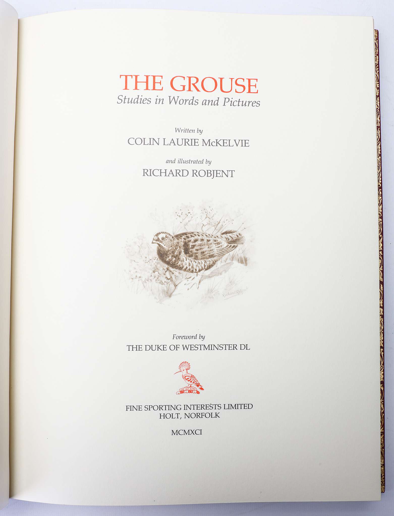 ROBJENT, Richard (b. 1937, illustrator) & Colin Laurie MCKELVIE. The Grouse. Studies in Words and - Image 7 of 7