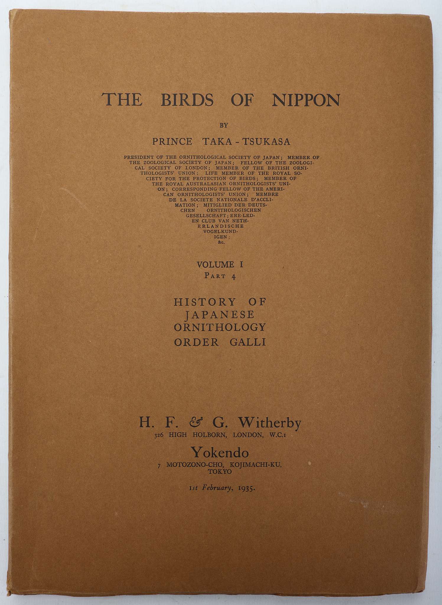 TAKA-TSUKASA, Nobusuke, Prince.  The Birds of Nippon. London & Yokendo: H. F. & G. Witherby, 15th - Image 5 of 8