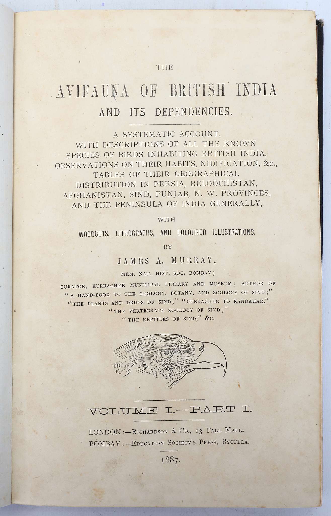 MURRAY, James A. (fl. 1880-90)  The Avifauna of British India and its Dependencies. A Systematic - Image 2 of 8