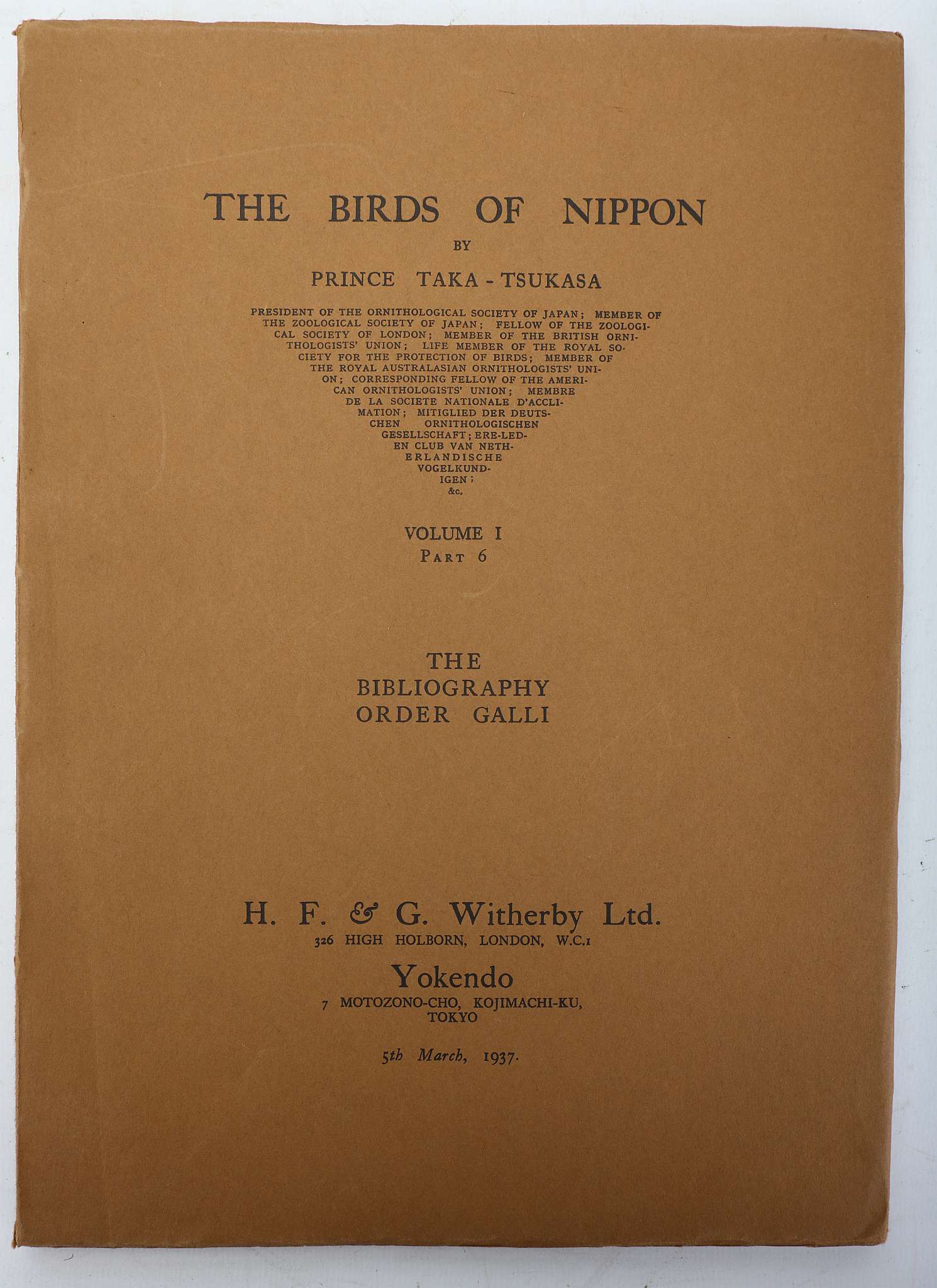 TAKA-TSUKASA, Nobusuke, Prince.  The Birds of Nippon. London & Yokendo: H. F. & G. Witherby, 15th - Image 7 of 8