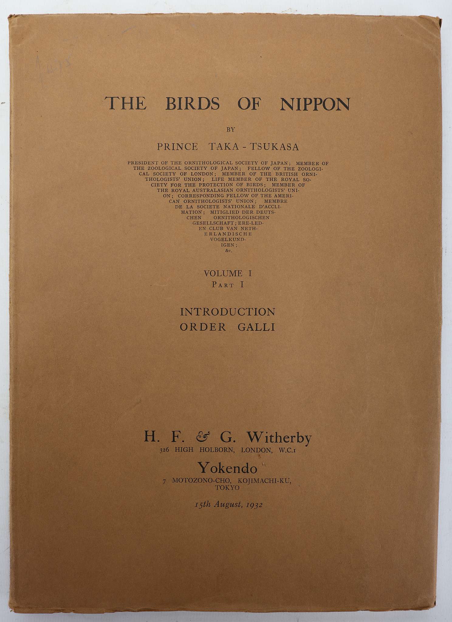 TAKA-TSUKASA, Nobusuke, Prince.  The Birds of Nippon. London & Yokendo: H. F. & G. Witherby, 15th - Image 2 of 8