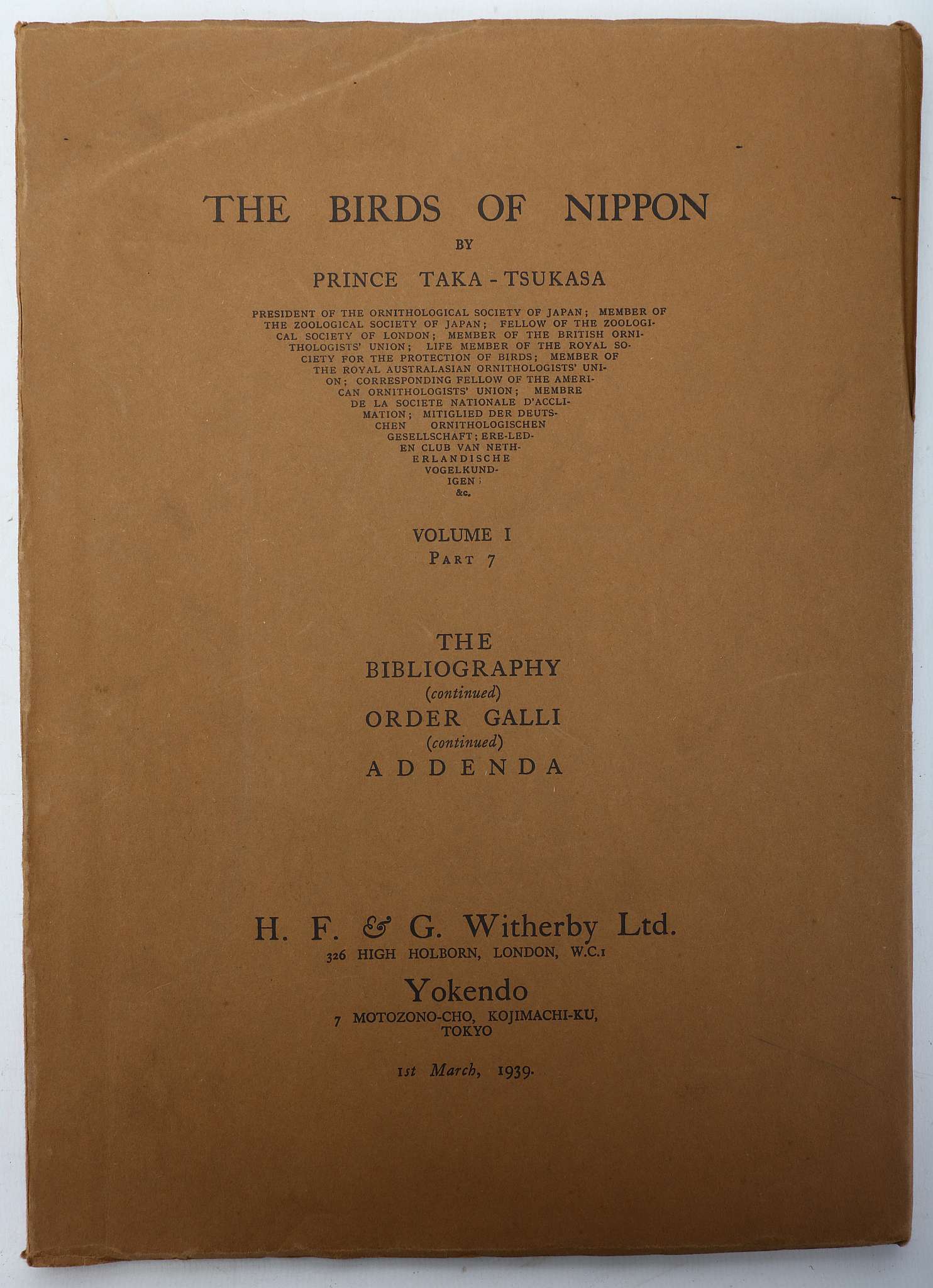 TAKA-TSUKASA, Nobusuke, Prince.  The Birds of Nippon. London & Yokendo: H. F. & G. Witherby, 15th - Image 8 of 8