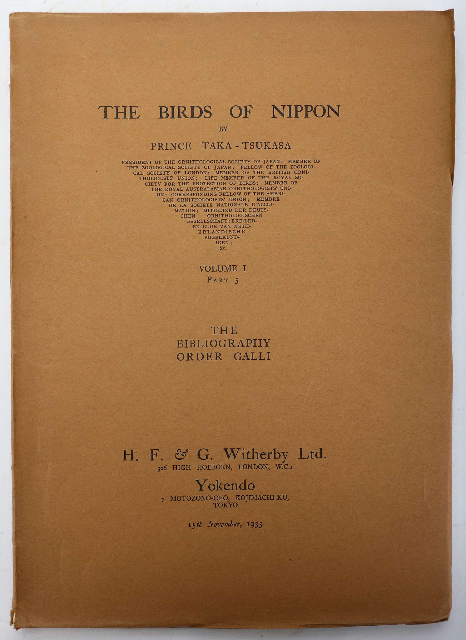 TAKA-TSUKASA, Nobusuke, Prince.  The Birds of Nippon. London & Yokendo: H. F. & G. Witherby, 15th - Image 6 of 8