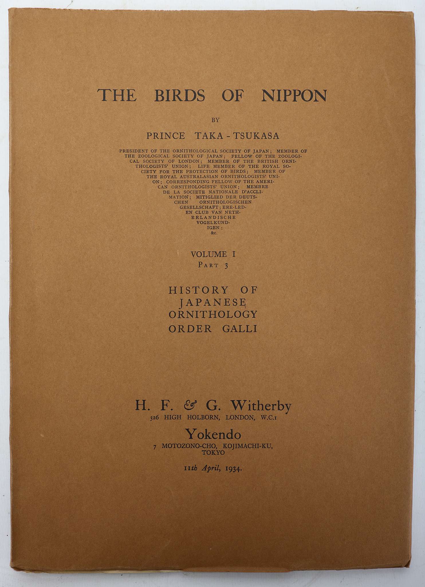 TAKA-TSUKASA, Nobusuke, Prince.  The Birds of Nippon. London & Yokendo: H. F. & G. Witherby, 15th - Image 4 of 8