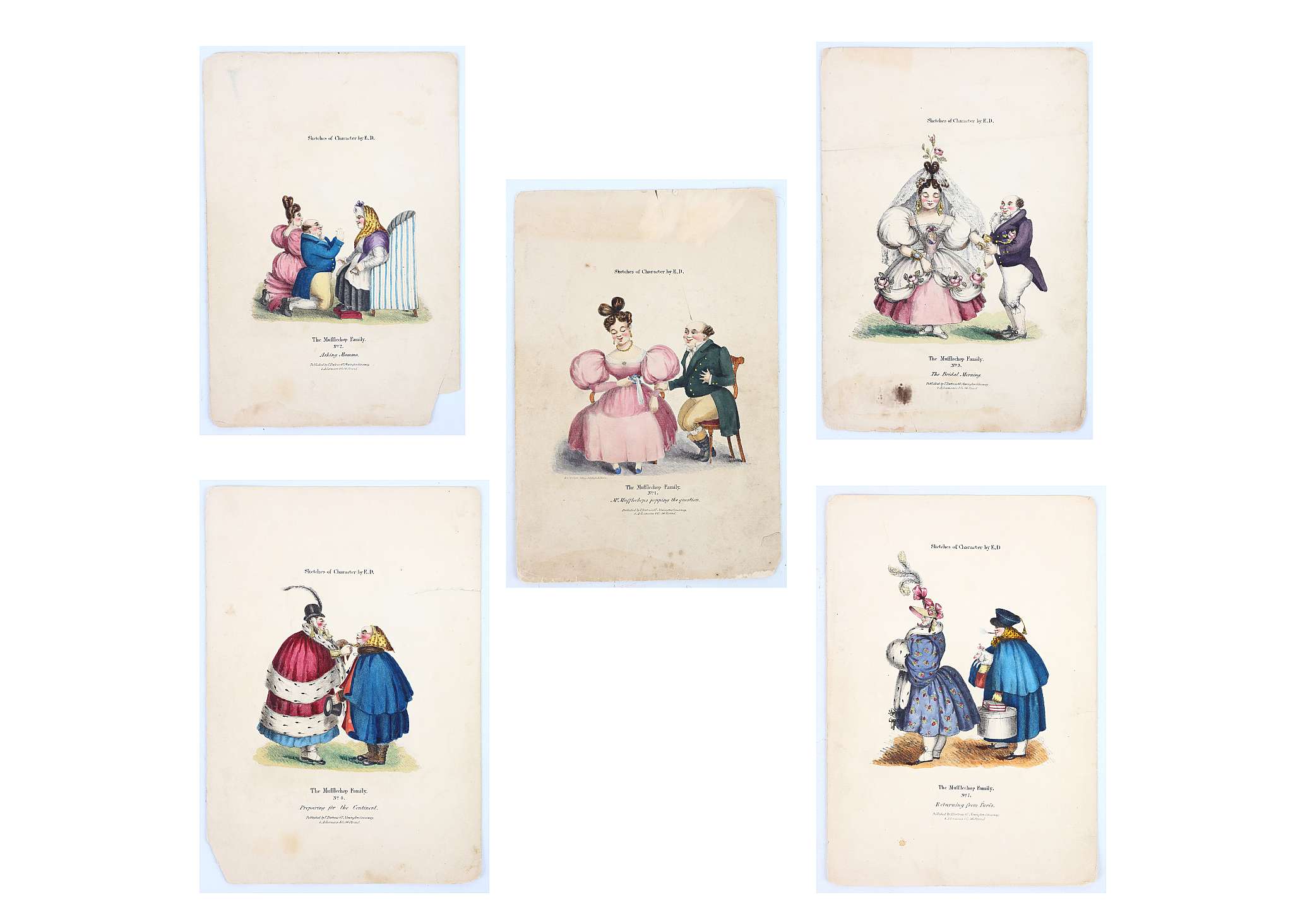 D.[UBUISSON], E.  Sketches of Character by E. D. The Mufflechops Family, No. 1-12. [London]: T.