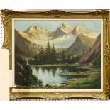 A selection of 19th and 20th Century oil on canvas landscapes, riverscapes, and mountainscapes.