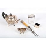 A mixed group of Antique sterling silver, including an George V bachelors teapot, Chester 1916,