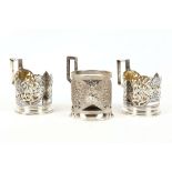 A pair of mid-20th century Russian 875 standard silver tea glass holders, Moscow post-1958 each of