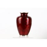 A fine 20th Century Japanese Ginbari - Ando, iron red enamelled baluster shaped vase of floral