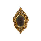 A 19th Century Italian, gilded carved wood baroque manner ladies wall mirror of small size, possibly