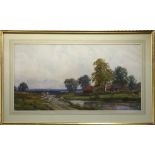 John Faulkner R.H.A. 1835-1894. 'A Warwickshire Farm'. Accomplished panoramic pastoral landscape