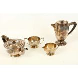 WITHDRAWN - An Art Deco design silver and 4 piece tea service by Walker & Hall, London 1941.