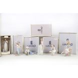 A collection of six Lladro porcelain figures / figurines, to include 07622 Basket of Love, 7612