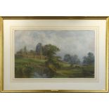 John Faulkner R.H.A. 1835-1894. 'Abbey Ruins in a Riverscape Setting'. Watercolour. Signed lower